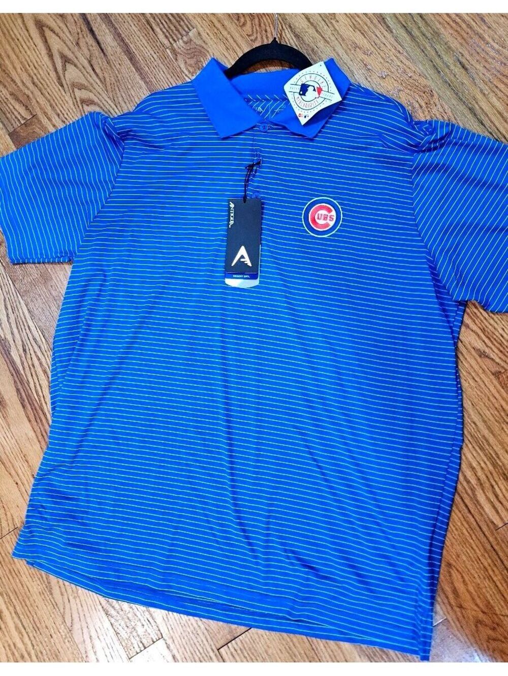 Antigua Chicago Cubs Blue Stripe Men's Polo Shirt XL